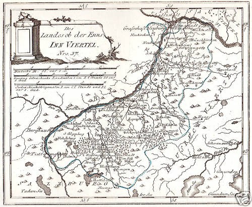 Ein detaillierter Posterplan des Rheins in Deutschland, der seinen gewundenen Verlauf durch die Region zeigt, mit beschrifteten Sehenswürdigkeiten, Städten und geografischen Merkmalen, begleitet von Text und einem Bild einer Säule.