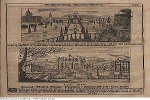 Ein aufgeschlagenes Buch mit einer detaillierten Zeichnung einer Stadtlandschaft auf seinen Seiten, begleitet von Bildern und Text.